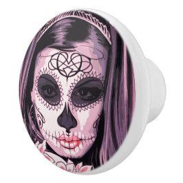 Dag van de Doden Masker op een mooi meisje Keramische Knop