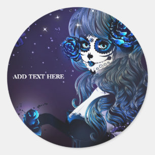 Dag van de Doden Mexicaans Meisje Verjaardagsfeest Ronde Sticker