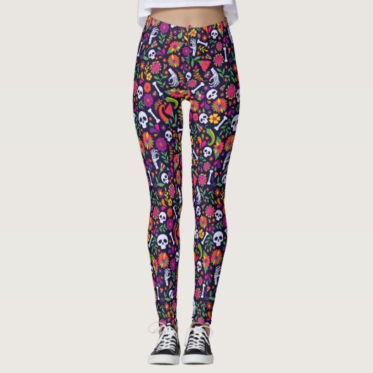 Dag van de Doden Mexico Symbolen Leggings (Voorkant)