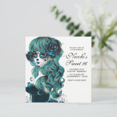 Dag van de Doden Mooie Suikerschedel Sweet 16 Kaart (Staand voorkant)