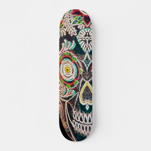 Dag van de Doden Neon Gloed Persoonlijk Skateboard (Voorkant)