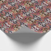 Dag van de Doden of Halloween Sugar Skulls Cadeaupapier (Hoek)