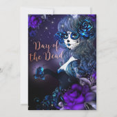 Dag van de Doden Paarse Blauwe Dia de los Muertos Kaart (Achterkant)