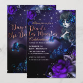 Dag van de Doden Paarse Blauwe Dia de los Muertos Kaart (Voorkant / Achterkant)