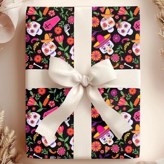 Dag Van De Doden Suiker Schedel Patroon Cadeaupapier