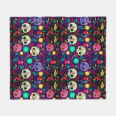 Dag van de doden, suiker schedel patroon, Hallowee Fleece Deken (Voorkant (Horizontaal))