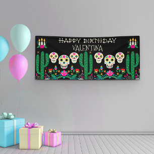 Dag van de Doden Suiker Schedels Gelukkig Verjaard Spandoek