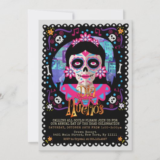 Dag van de Doden, Suiker Schedels Kaart (Voorkant)