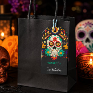 Dag van de Doden Suiker Skull Bedankt Cadeaulabel