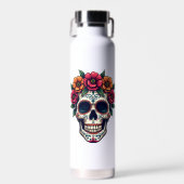 Dag van de Doden Suiker Skull � Dia de los Muertos Waterfles (Voorkant)