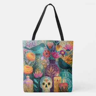 Dag van de Doden Suiker Skull Ofrenda Altaar Tote Bag