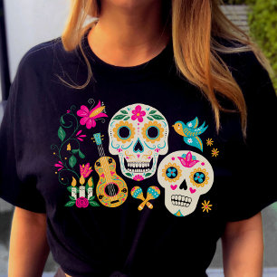 Dag van de Doden Thema Suiker Schedels T-shirt