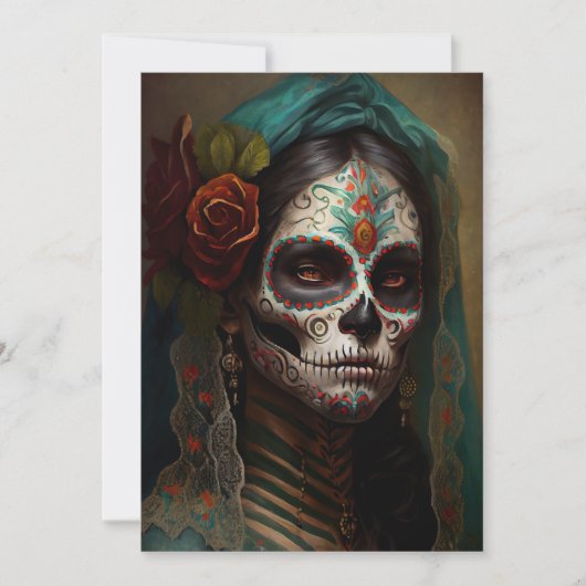 Dag van de doden V3-Vrouwen Olieverf Uitnodigingen (Voorkant)