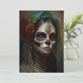 Dag van de doden V3-Vrouwen Olieverf Uitnodigingen (Staand voorkant)