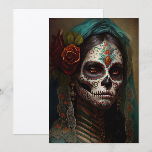Dag van de doden V3-Vrouwen Olieverf Uitnodigingen (Voorkant / Achterkant)
