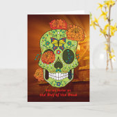 Dag van de Doden voor Zuster Sugar Skull & Flowers Kaart (Gele Bloem)