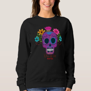 Dag van de dodendia de los Muertos Paarse Floral S Trui