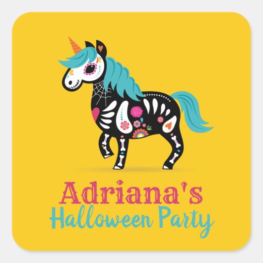 Dag van de dodesuikerschedel vierkante sticker (Voorkant)