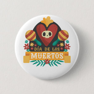 Dag van de dood - Dia De Los Muertos Skull Heart Ronde Button 5,7 Cm