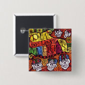 Dag van de dood / Dia de los Muertos / Suikersched Vierkante Button 5,1 Cm (Voorkant /achterkant)
