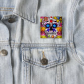 Dag van de dood - Doodmasker Vierkante Button 5,1 Cm (In situ)