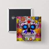 Dag van de dood - Doodmasker Vierkante Button 5,1 Cm (Voorkant /achterkant)