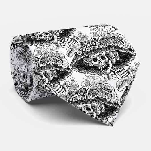 Dag van de Dood Elegantie - La Calavera Catrina Stropdas (Opgerold)