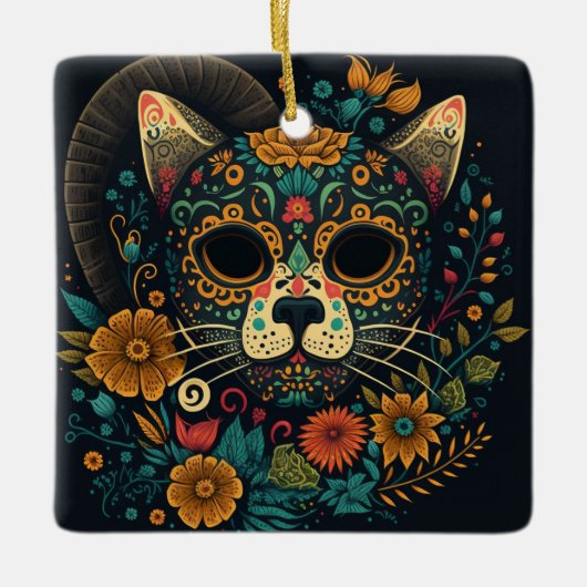 Dag van de Dood Kat-versiering Keramisch Ornament (Voorkant)