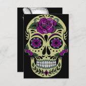 Dag van de dood met Paars Roos Kaart (Voorkant / Achterkant)