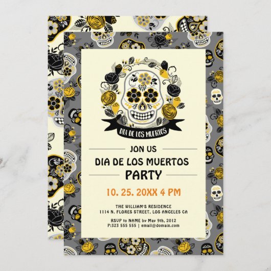 Dag van de dood nodigt Dia de Los Muertos uit Kaart (Voorkant / Achterkant)