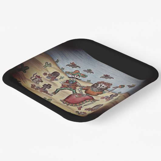 Dag van de dood papieren bordje (Gebogen)