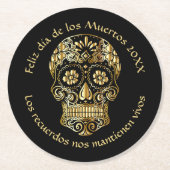 Dag van de dood - Pas Naam en Bericht aan toevoege Ronde Kartonnen Onderzetter (Voorkant)