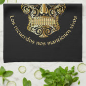 Dag van de dood - Pas Naam en Bericht aan toevoege Theedoek (Gevouwen)