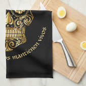 Dag van de dood - Pas Naam en Bericht aan toevoege Theedoek (Quarter Fold)