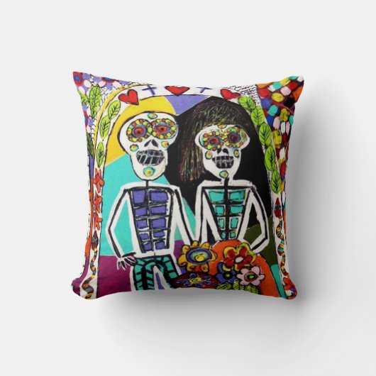 Dag van de dood - Pillow Mexican Couple Kussen (Voorkant)