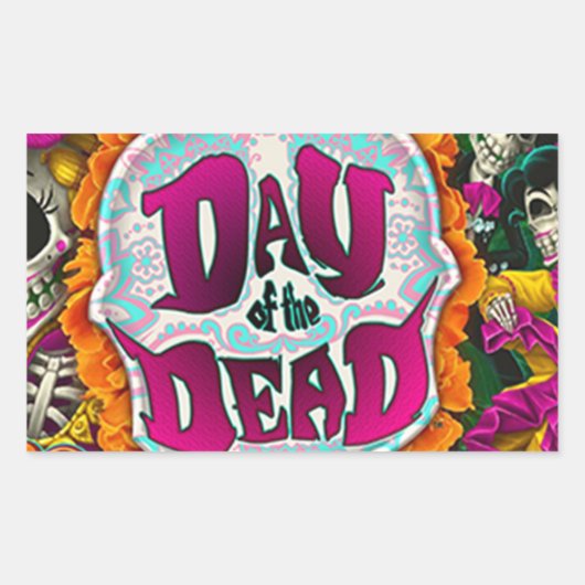 Dag van de dood rechthoekige sticker (Voorkant)