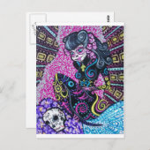 Dag van de Dood Retro Mermaid Briefkaart (Voorkant / Achterkant)