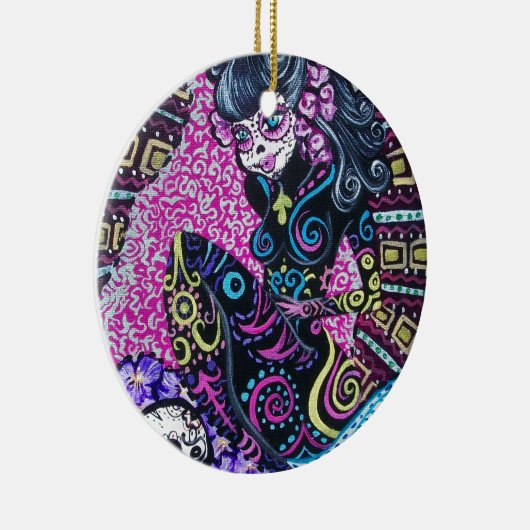 Dag van de Dood Retro Mermaid Keramisch Ornament (Rechts)