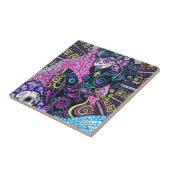 Dag van de Dood Retro Mermaid Tegeltje (Zijkant)