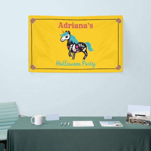 Dag van de Dood Sugar Skull Unicorn Banner (Beurs)