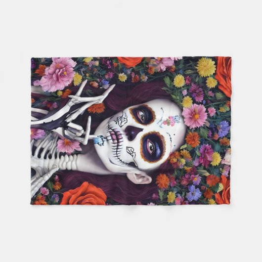 Dag van de Dood Suikerschedel Fleece Deken (Voorkant (Horizontaal))