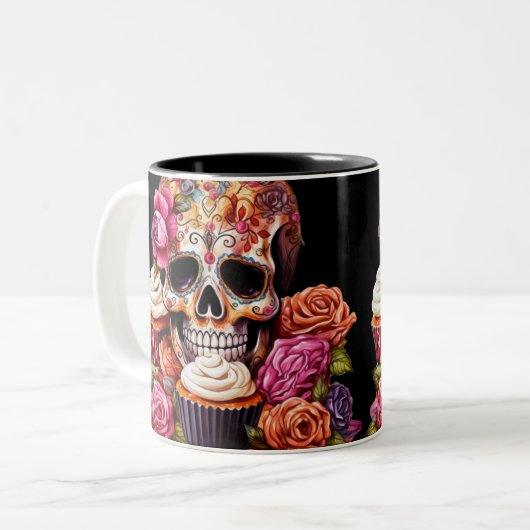 Dag van de dood tweekleurige koffiemok (Voorkant links)