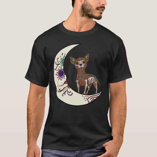 Dag van de dood van Chihuahua op Moon Dog Chihuahu T-shirt (Voorkant)