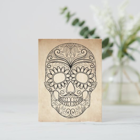 Dag van de doodgedraaide schedel briefkaart (Staand voorkant)