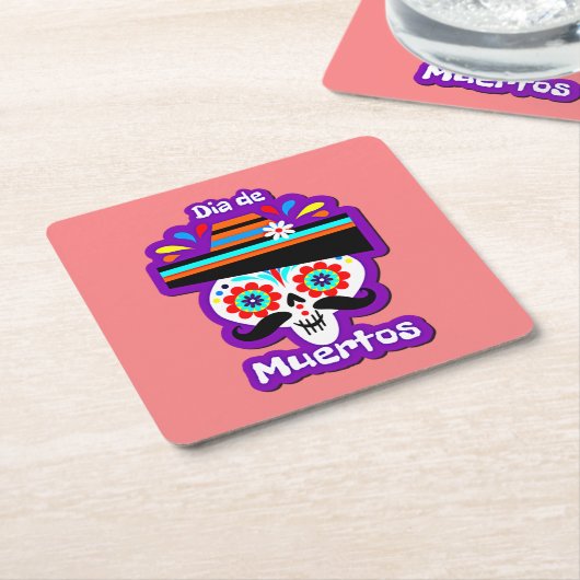 Dag van de Doodroze Dame - voor GezinsKinderen Kartonnen Onderzetters (Schuin)