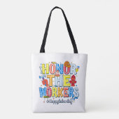 Dag van de gelukkige arbeiders tote bag (Achterkant)