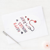 dag van de gelukkige verpleegkundigen BOKEH Ovale Sticker (Envelop)