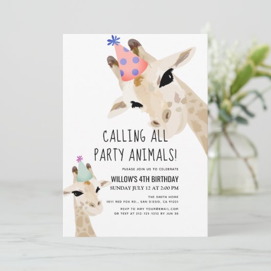 Dag van de Giraffe van partijdieren Kaart (Staand voorkant)