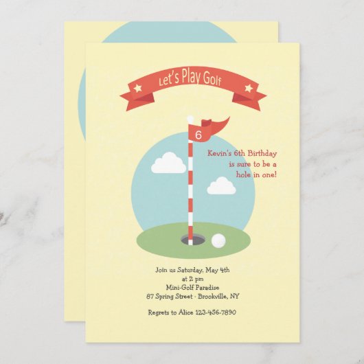 Dag van de Golfuitnodiging Kaart (Voorkant / Achterkant)