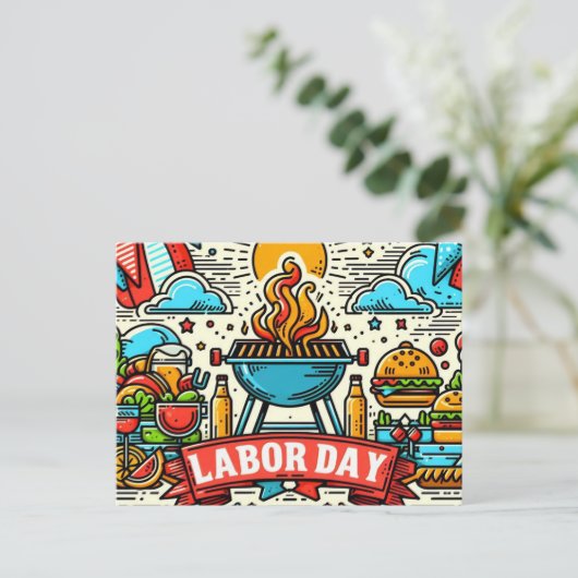 Dag van de Grill & Chill Arbeid Briefkaart (Staand voorkant)